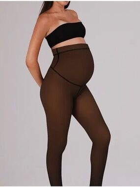 Fleece lined Maternity Tights - Brown